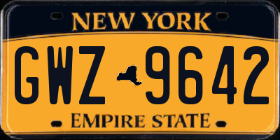 NY license plate GWZ9642