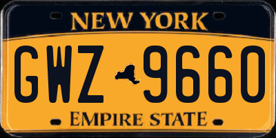 NY license plate GWZ9660