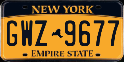 NY license plate GWZ9677