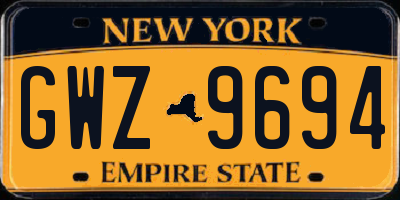 NY license plate GWZ9694