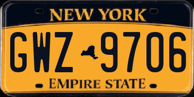 NY license plate GWZ9706