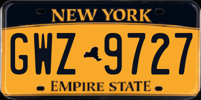 NY license plate GWZ9727