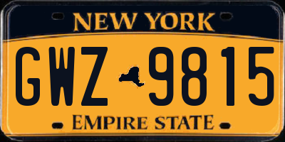 NY license plate GWZ9815