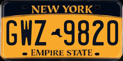 NY license plate GWZ9820