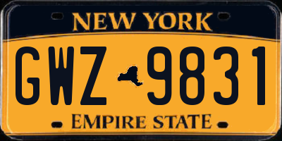 NY license plate GWZ9831