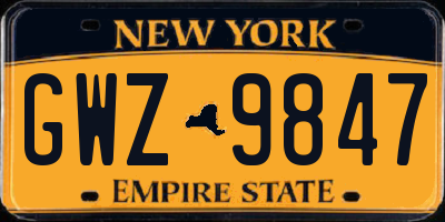 NY license plate GWZ9847