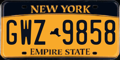 NY license plate GWZ9858