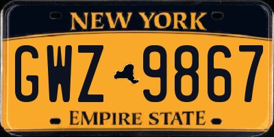 NY license plate GWZ9867