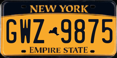 NY license plate GWZ9875