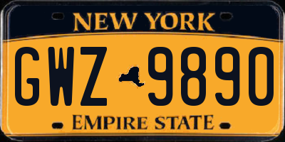 NY license plate GWZ9890