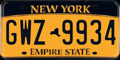 NY license plate GWZ9934