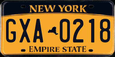 NY license plate GXA0218