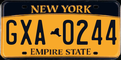 NY license plate GXA0244