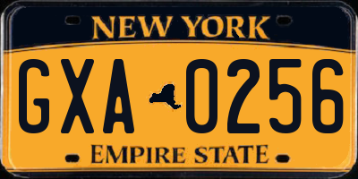 NY license plate GXA0256