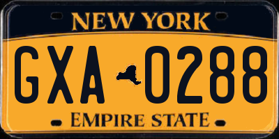 NY license plate GXA0288