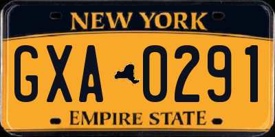NY license plate GXA0291