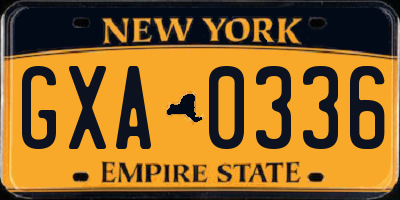 NY license plate GXA0336