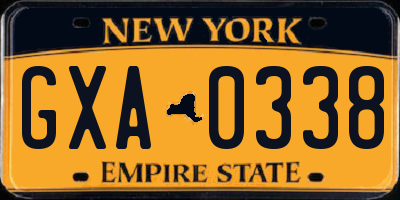 NY license plate GXA0338
