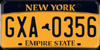 NY license plate GXA0356