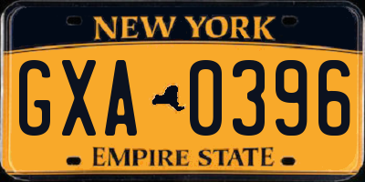 NY license plate GXA0396