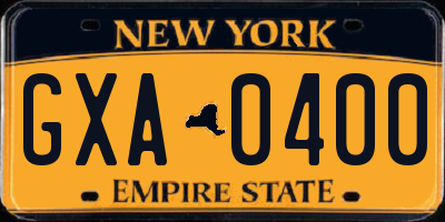 NY license plate GXA0400