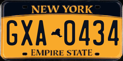 NY license plate GXA0434