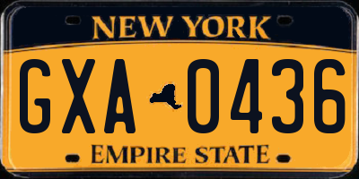 NY license plate GXA0436