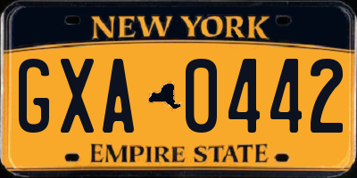 NY license plate GXA0442