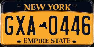 NY license plate GXA0446