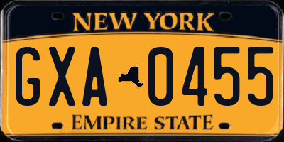 NY license plate GXA0455