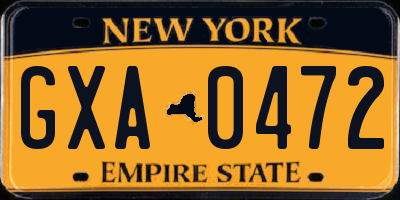 NY license plate GXA0472