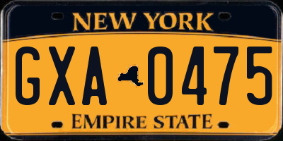 NY license plate GXA0475