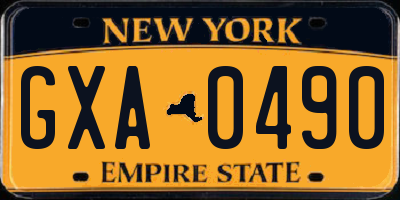 NY license plate GXA0490