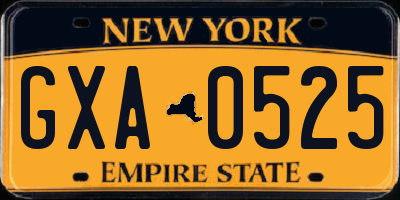 NY license plate GXA0525