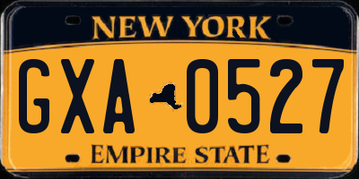 NY license plate GXA0527