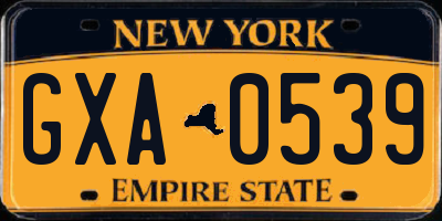 NY license plate GXA0539