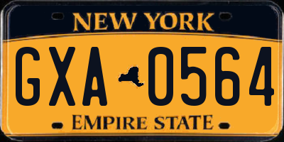 NY license plate GXA0564