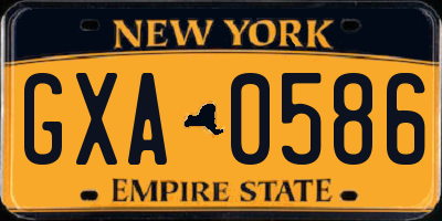 NY license plate GXA0586
