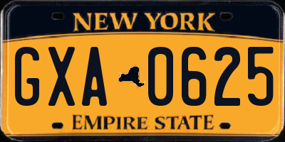 NY license plate GXA0625