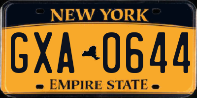 NY license plate GXA0644