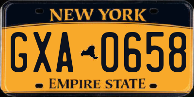NY license plate GXA0658