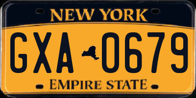 NY license plate GXA0679