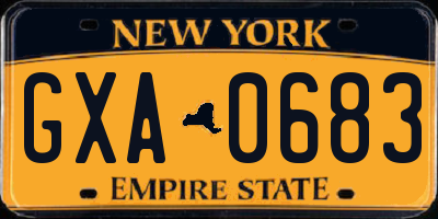 NY license plate GXA0683