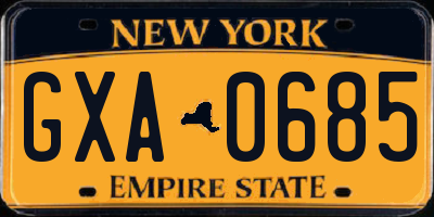 NY license plate GXA0685