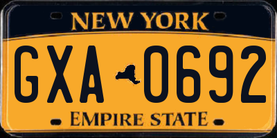 NY license plate GXA0692
