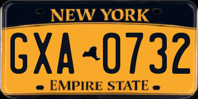 NY license plate GXA0732