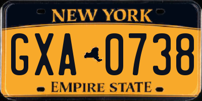 NY license plate GXA0738
