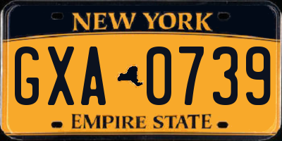 NY license plate GXA0739