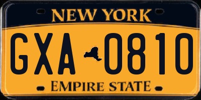 NY license plate GXA0810