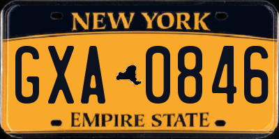 NY license plate GXA0846